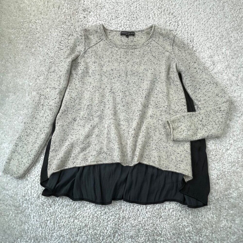 Generation Love Cashmere Combo Sweater Gray Black Speckled